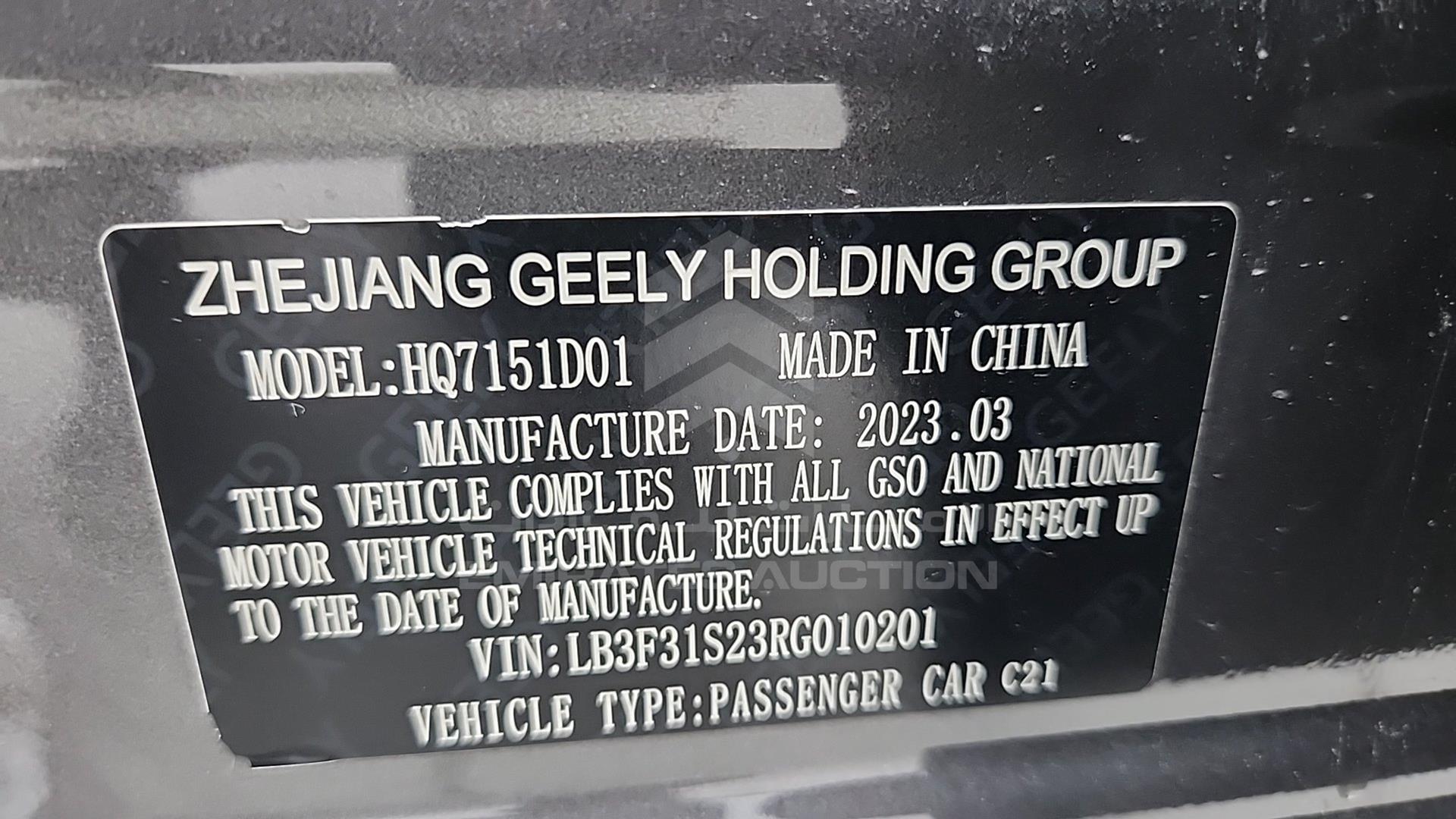2024 GEELY EMGRAND VIN: LB3F31S23RG010201