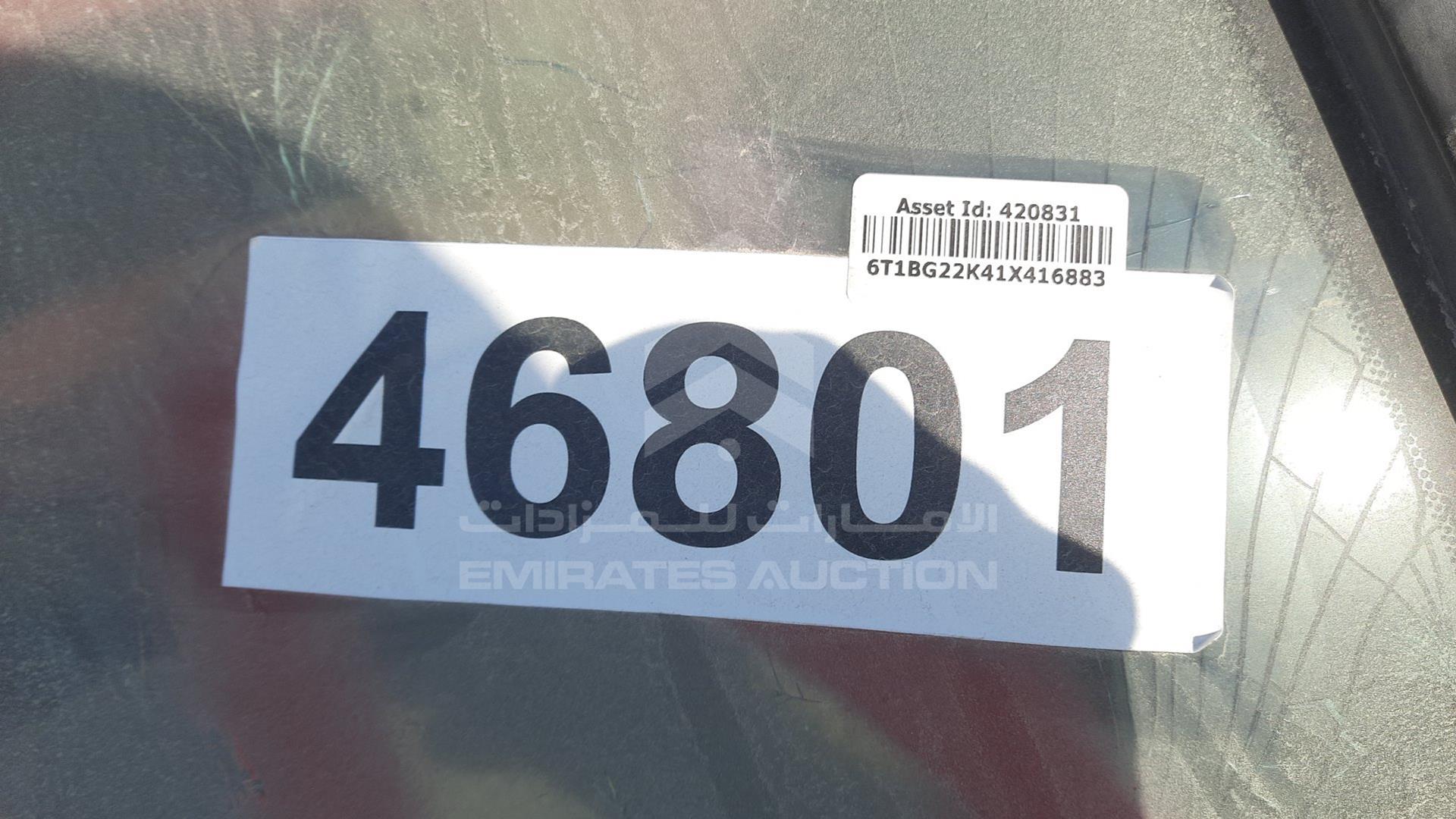 2001 TOYOTA CAMRY VIN: 6T1BG22K41X416883