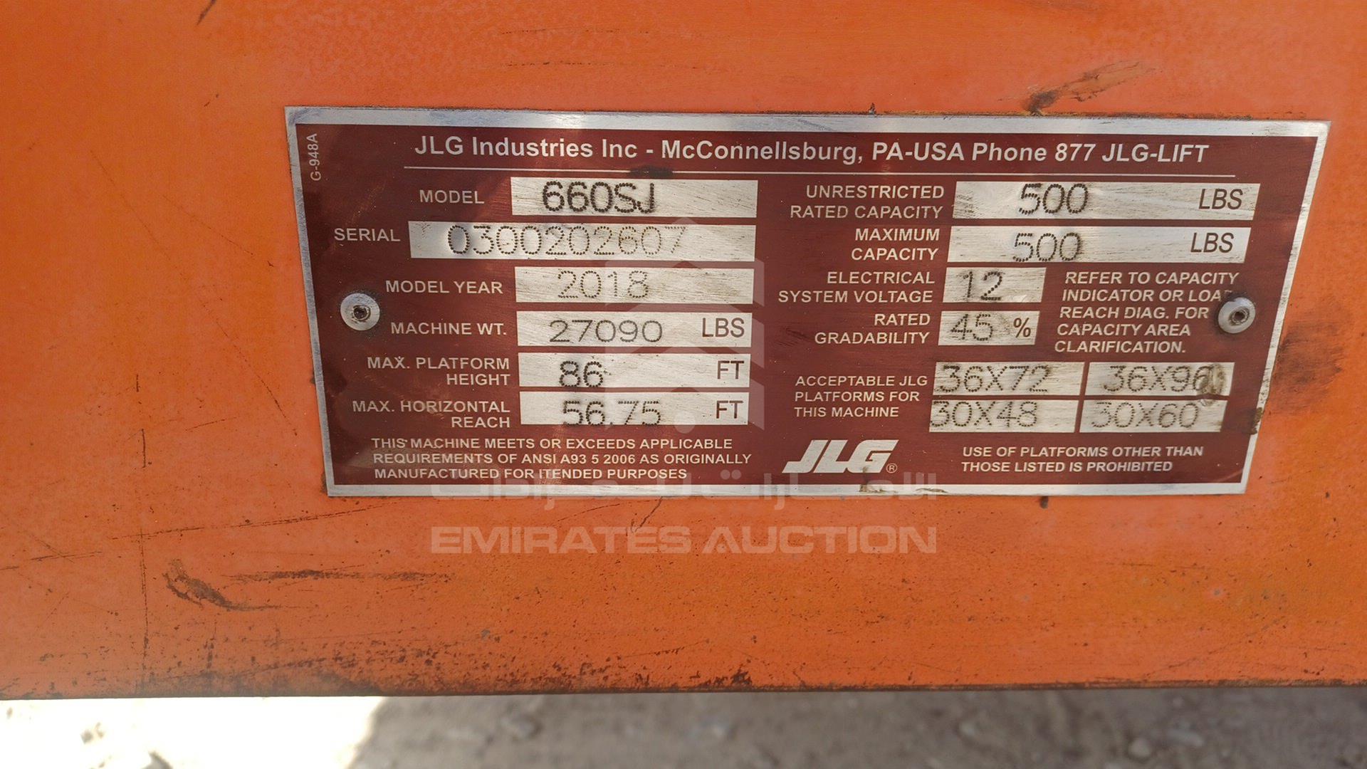2018 JLG --- VIN: 0300202607