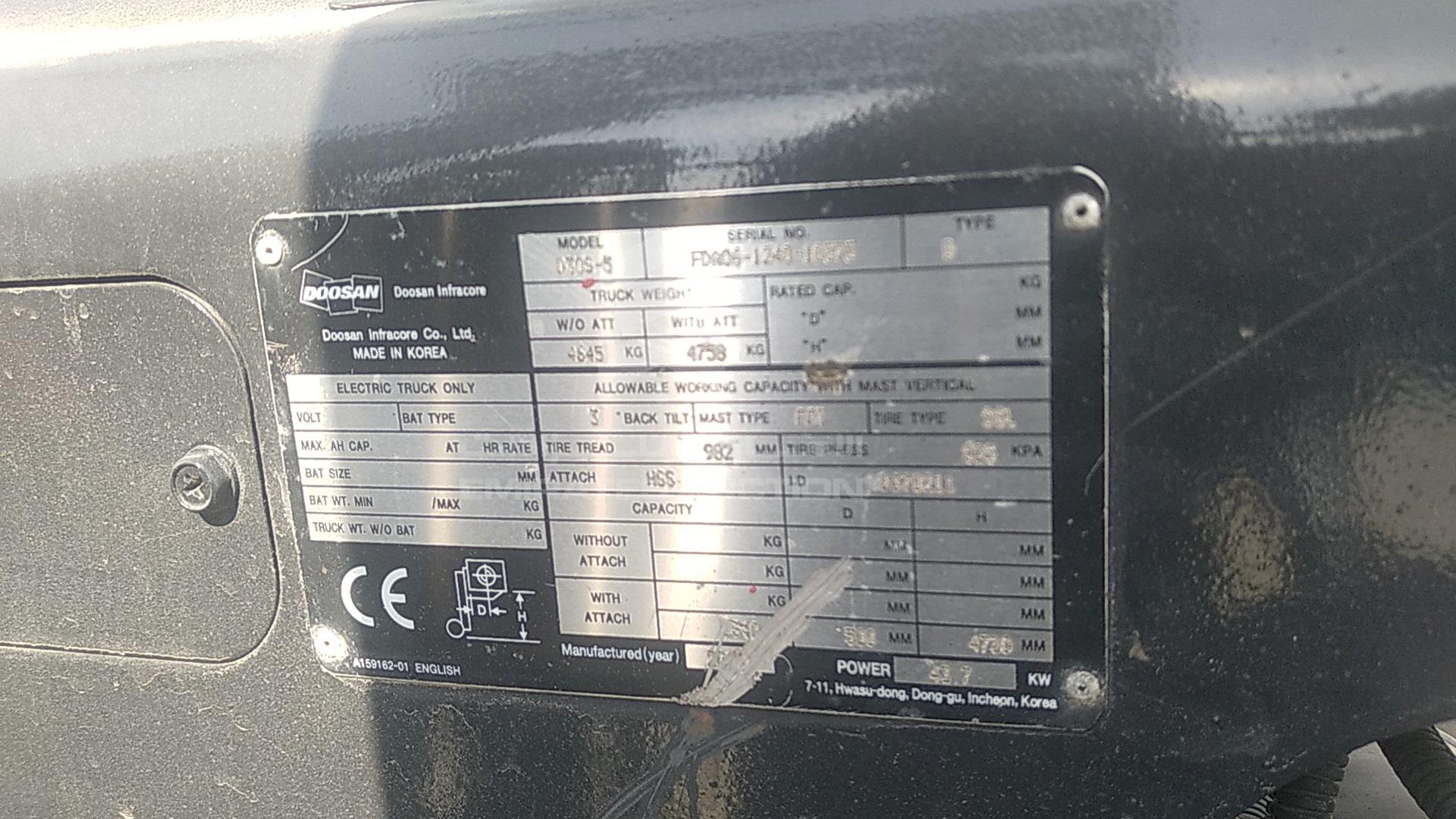 2016 DOOSAN --- VIN: FDA06124010575