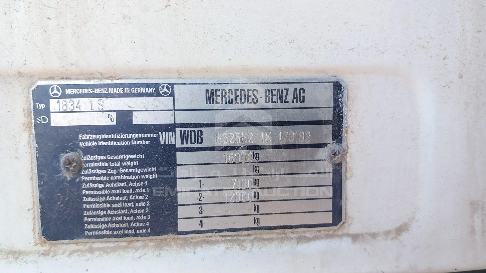 0 MERCEDES 1834 VIN: WDB6525621K173132