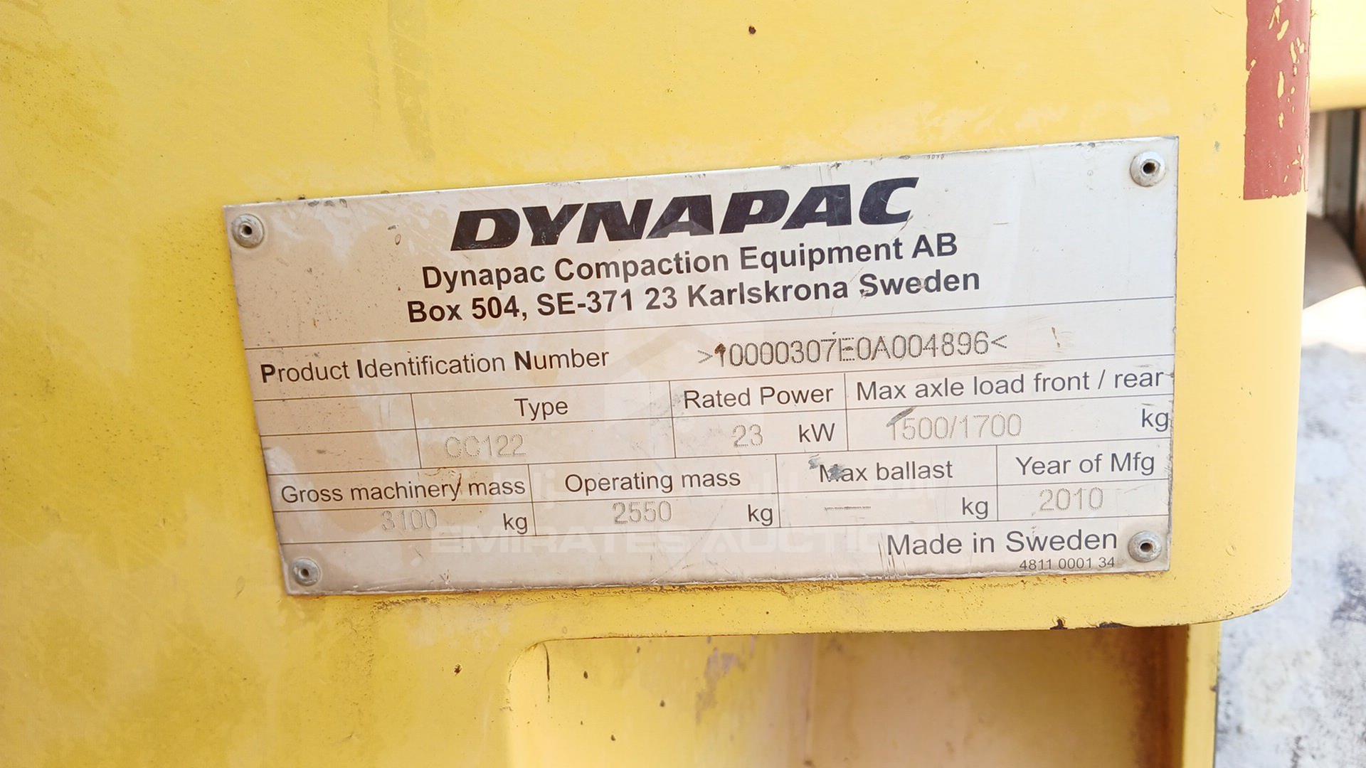 2010 DYNAPAC CC 122 VIN: 10000307E0A004896