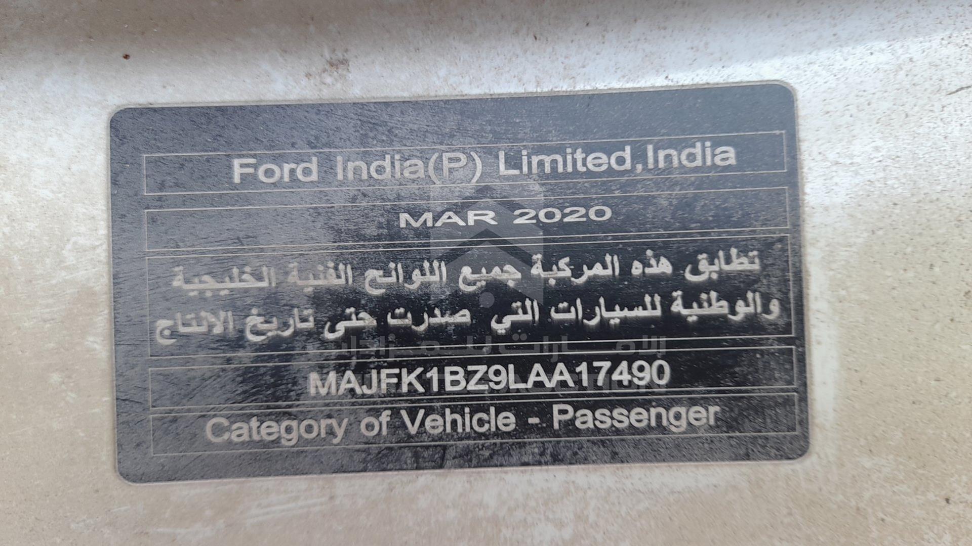 2020 FORD ECOSPORT VIN: MAJFK1BZ9LAA17490