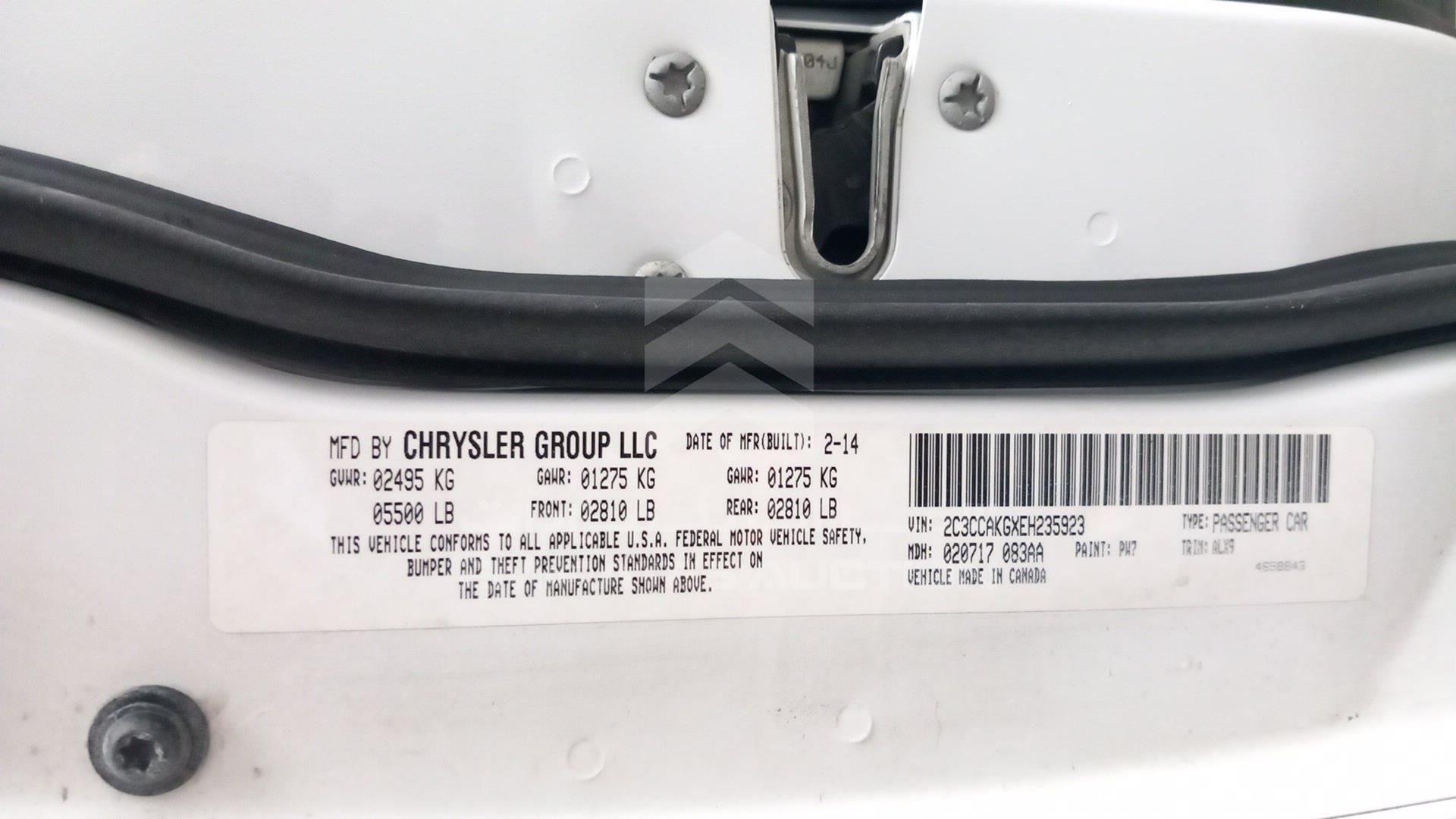 2014 CHRYSLER 300 C VIN: 2C3CCAKGXEH235923