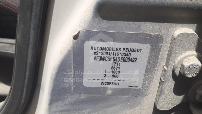 VIN: VF3WC5FS4DE000492 Auction: EmiratesAuction Lot: 343645 VF3WC5FS4DE000492 Peugeot 207 2013 SILVER Photo 7