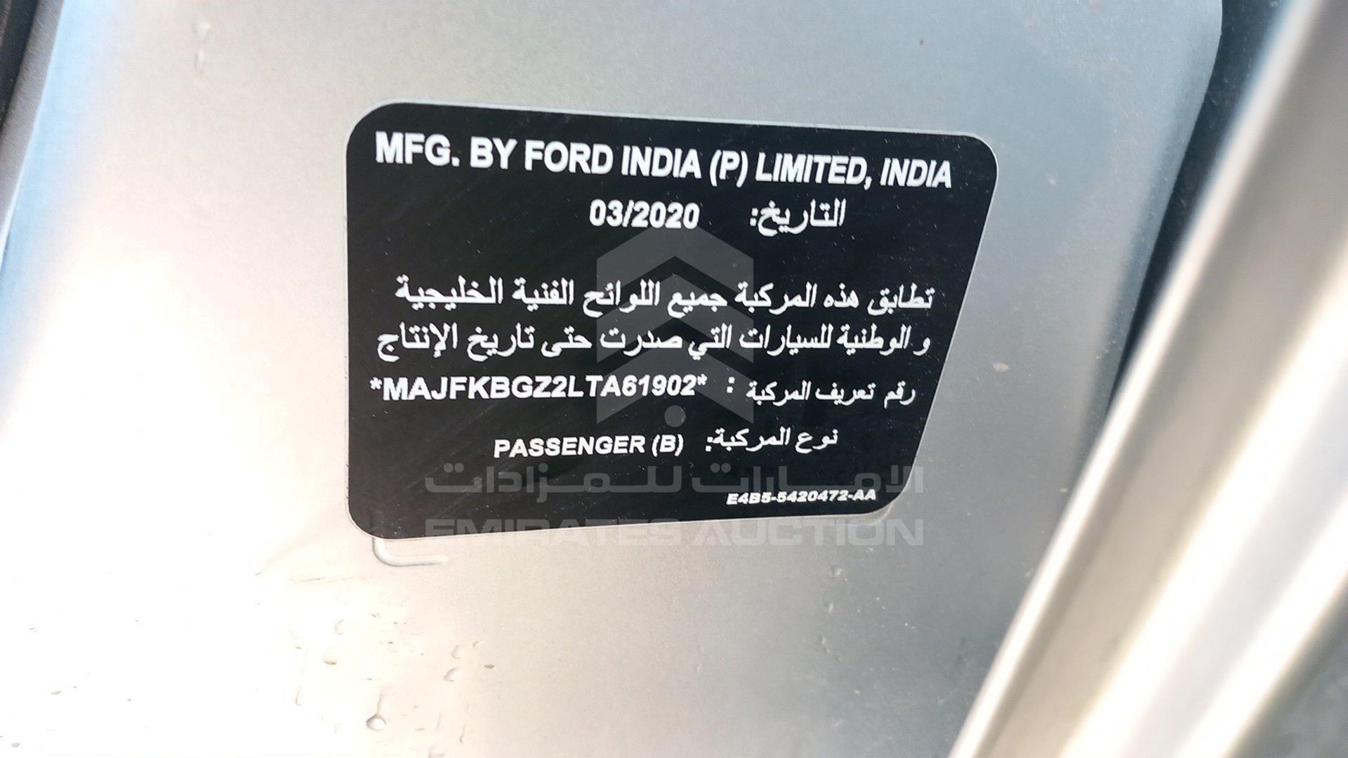 2020 FORD FIGO VIN: MAJFKBGZ2LTA61902