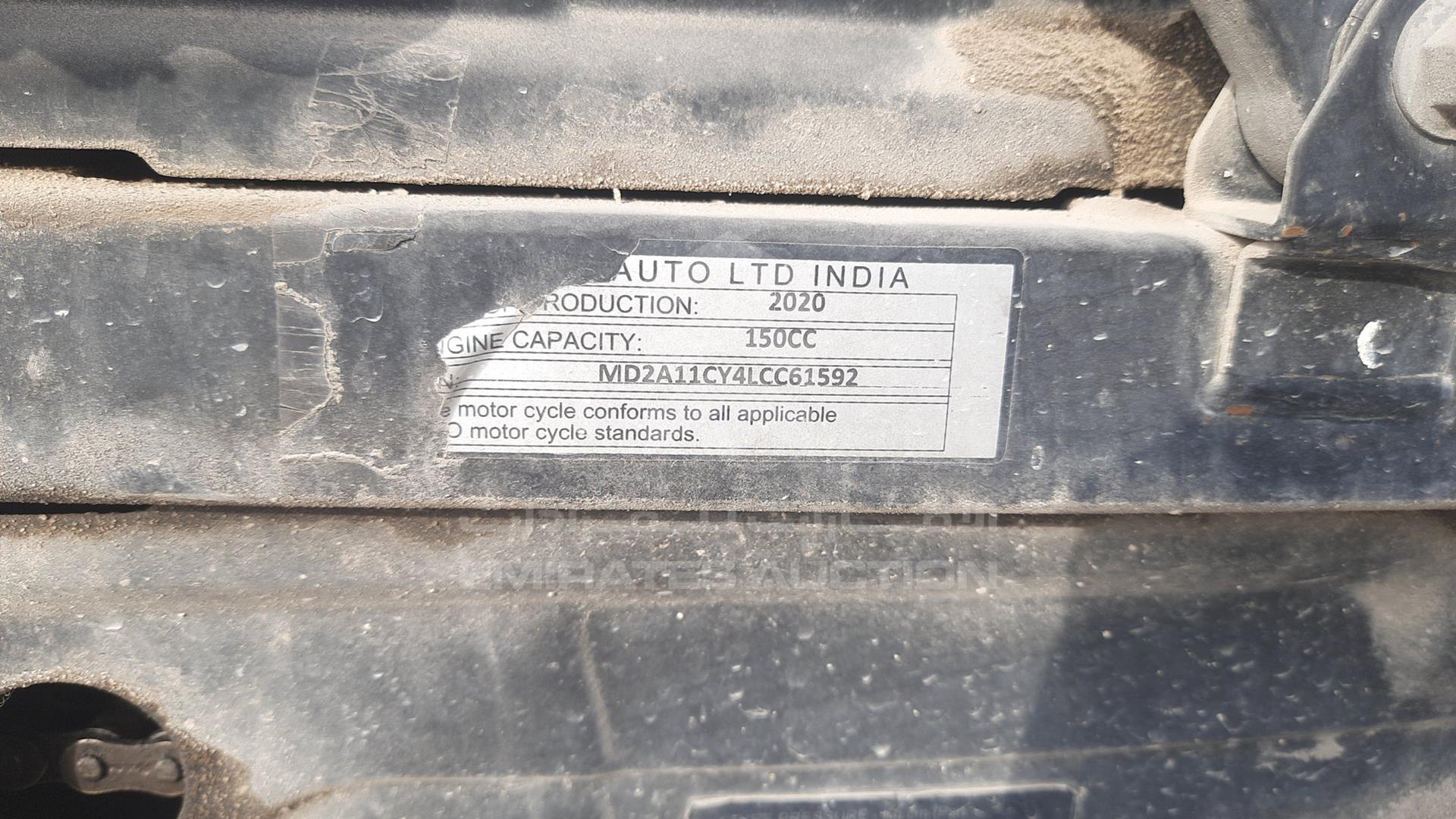 2020 BAJAJ 150 CC VIN: MD2A11CY4LCC61592