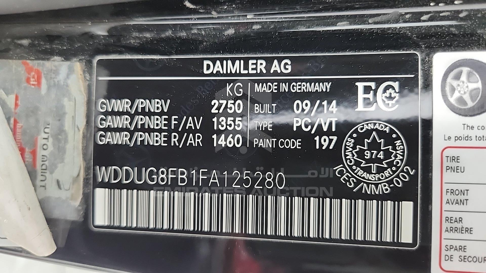 2015 MERCEDES S 550 VIN: WDDUG8FB1FA125280
