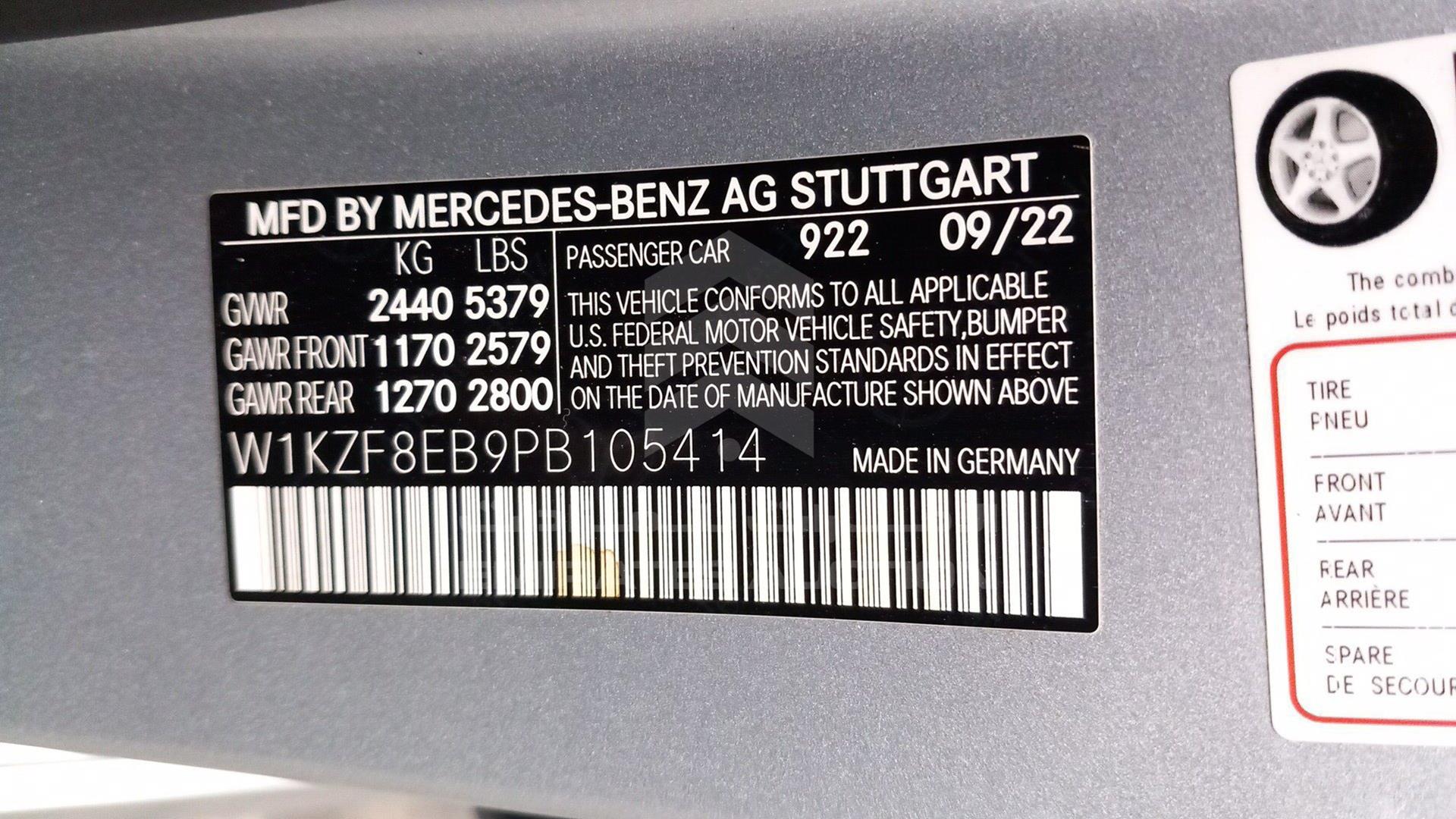 2023 MERCEDES E350 VIN: W1KZF8EB9PB105414