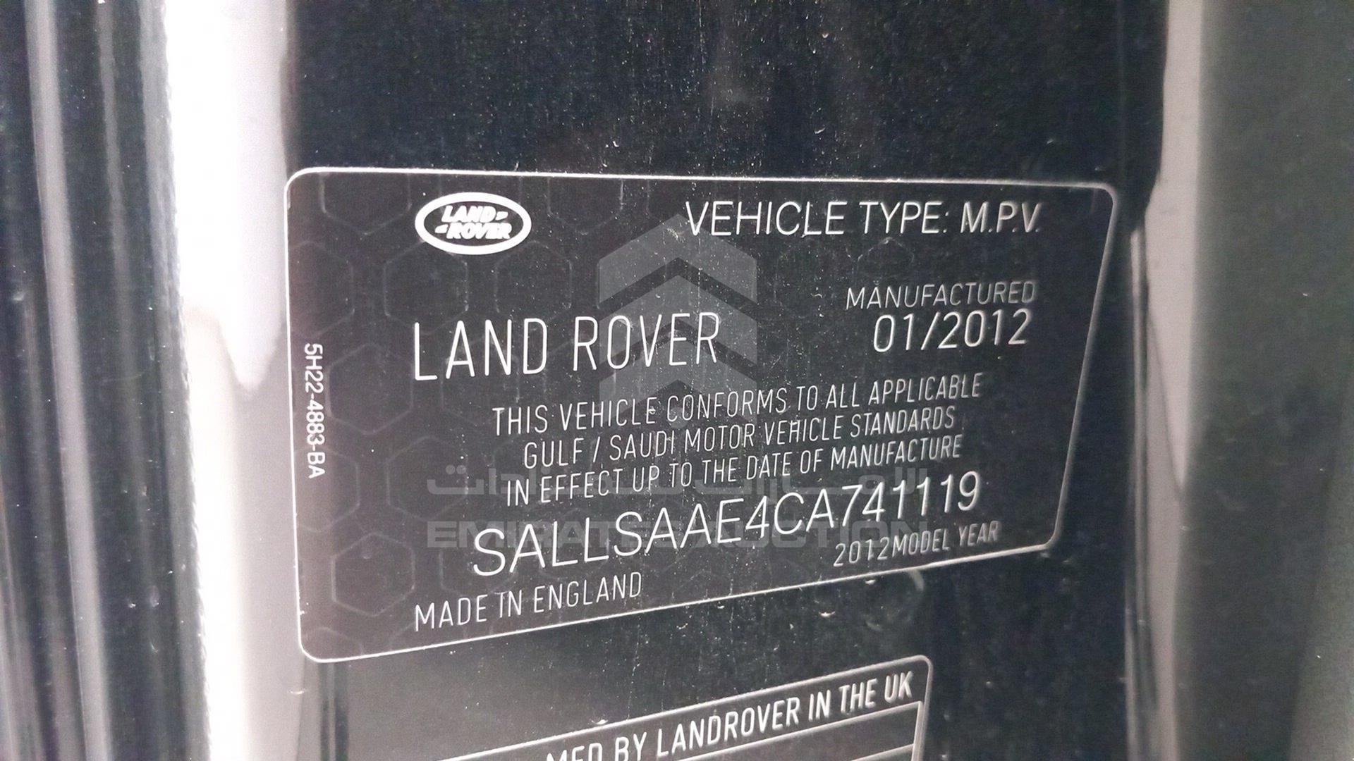 2012 RANGE ROVER SPORT VIN: SALLSAAE4CA741119