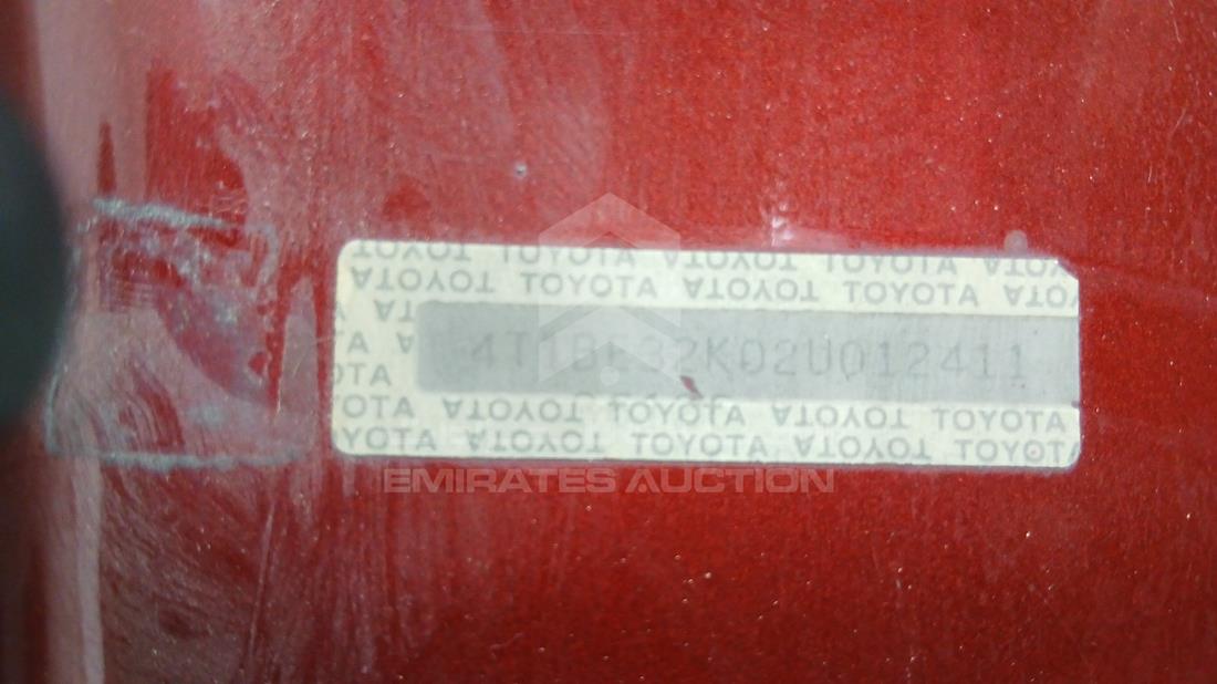 2002 Toyota Camry — VIN on Frame — Photo 5