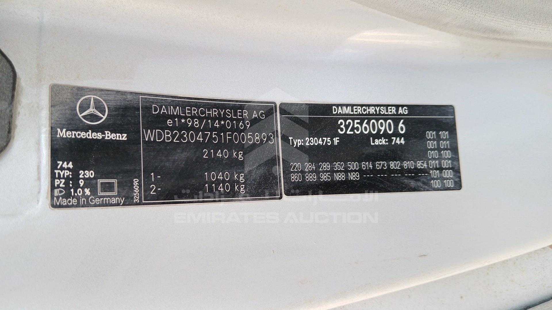 2002 MERCEDES 500 SLC VIN: WDB2304751F005893