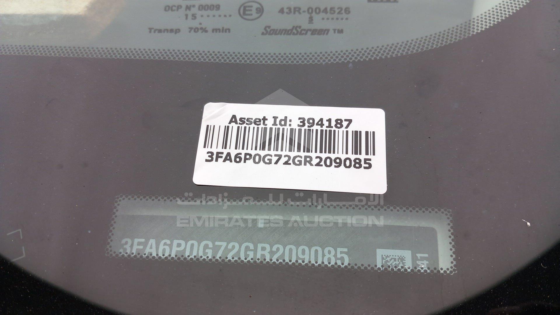 2016 FORD FUSION VIN: 3FA6P0G72GR209085