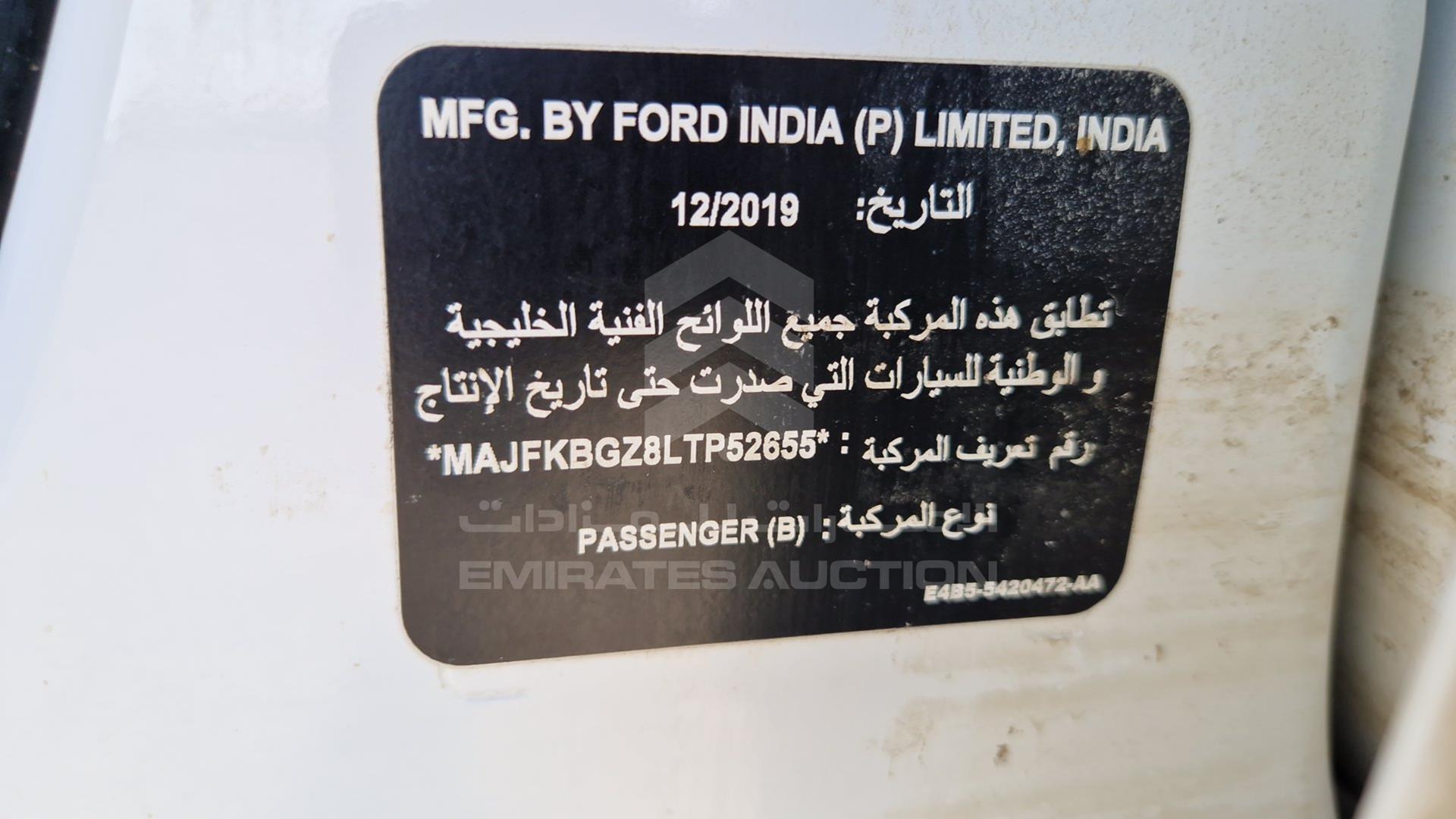 2020 FORD FIGO VIN: MAJFKBGZ8LTP52655