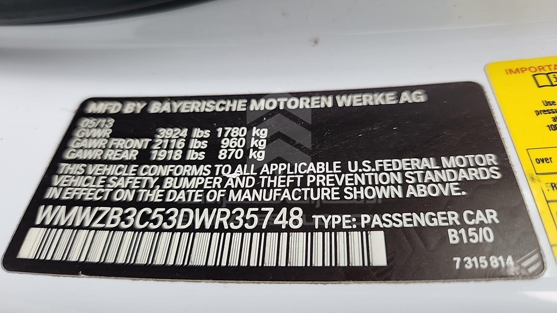 2013 MINI COOPER COUNTRYMAN VIN: WMWZB3C53DWR35748