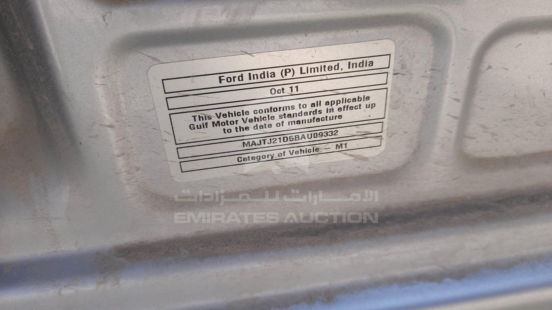 2011 FORD FIGO VIN: MAJTJ21D5BAU09332