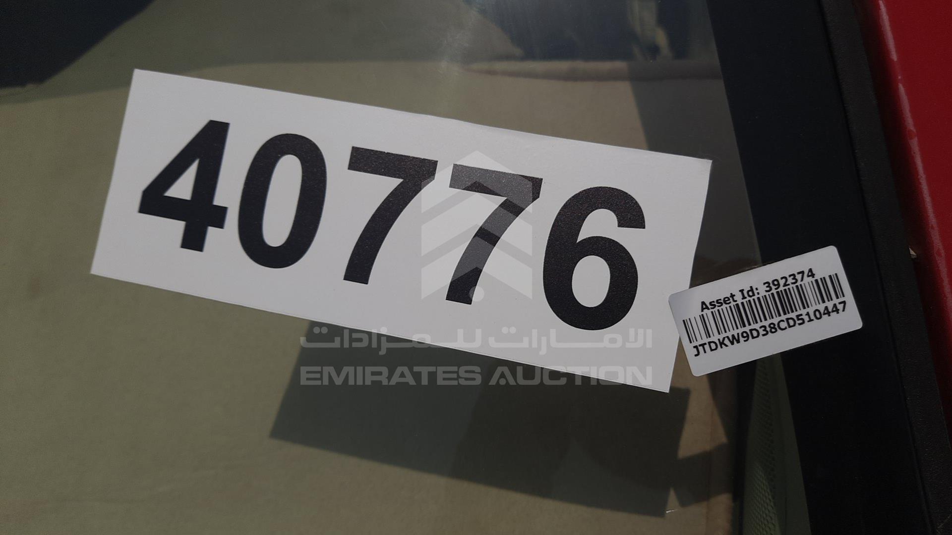 2012 TOYOTA YARIS VIN: JTDKW9D38CD510447