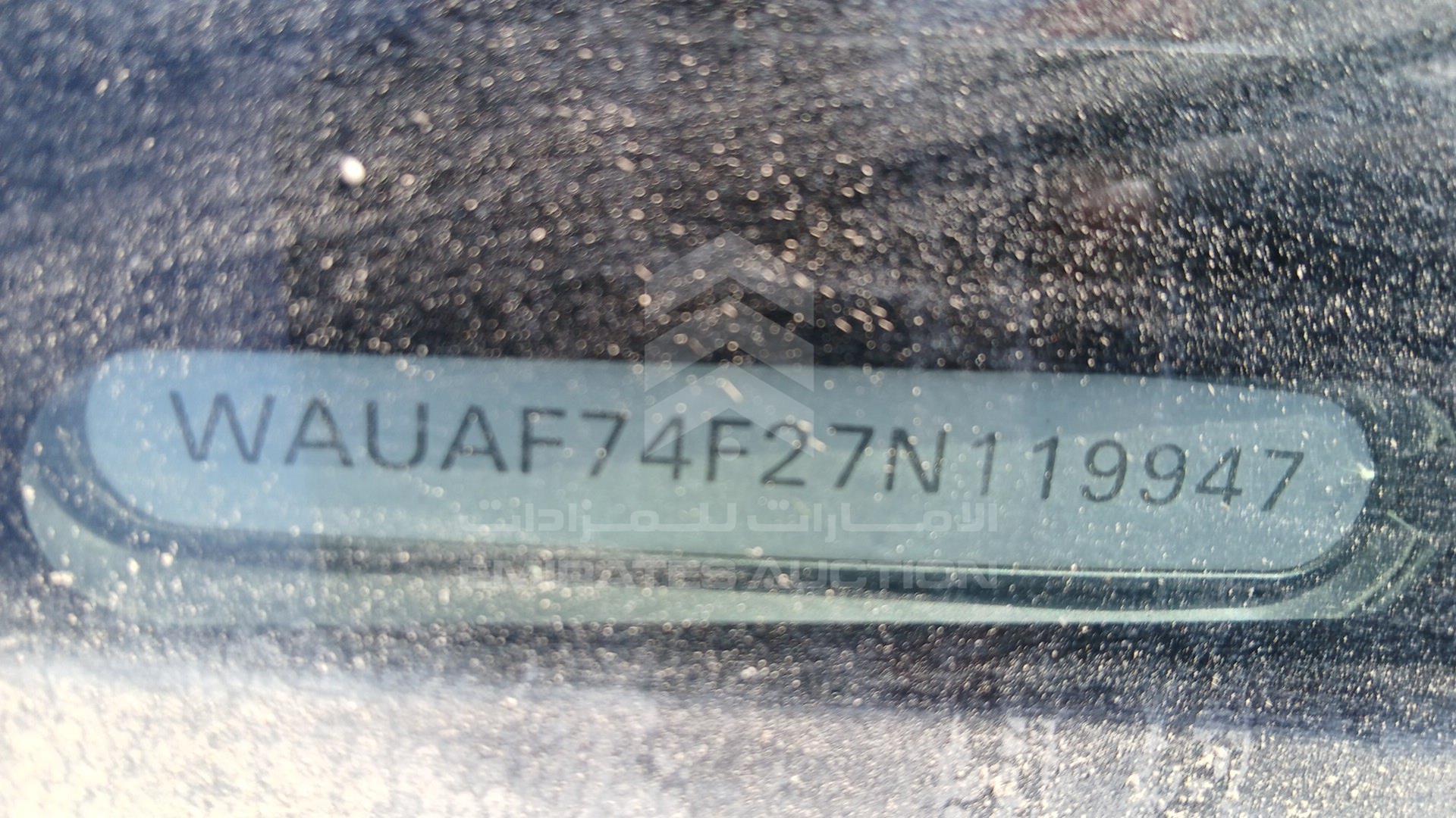 2007 AUDI A6 VIN: WAUAF74F27N119947