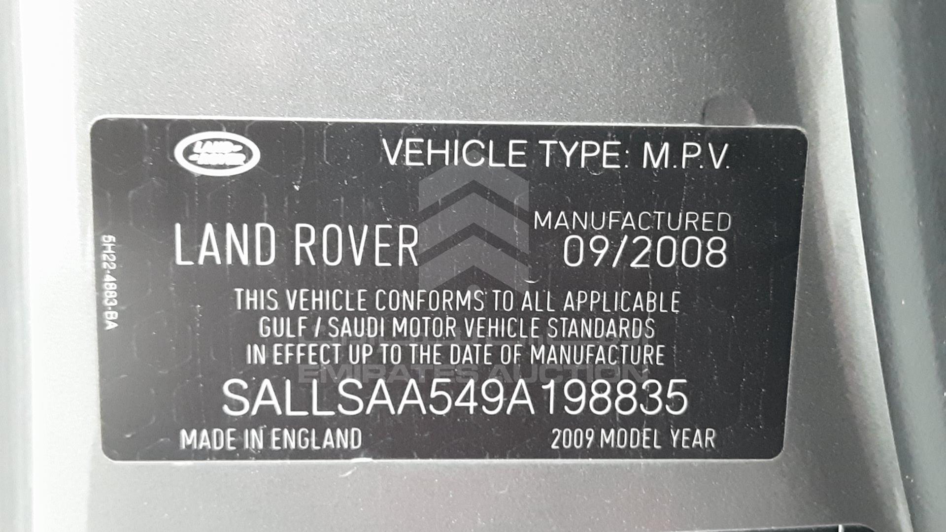 2009 RANGE ROVER SPORT VIN: SALLSAA549A198835