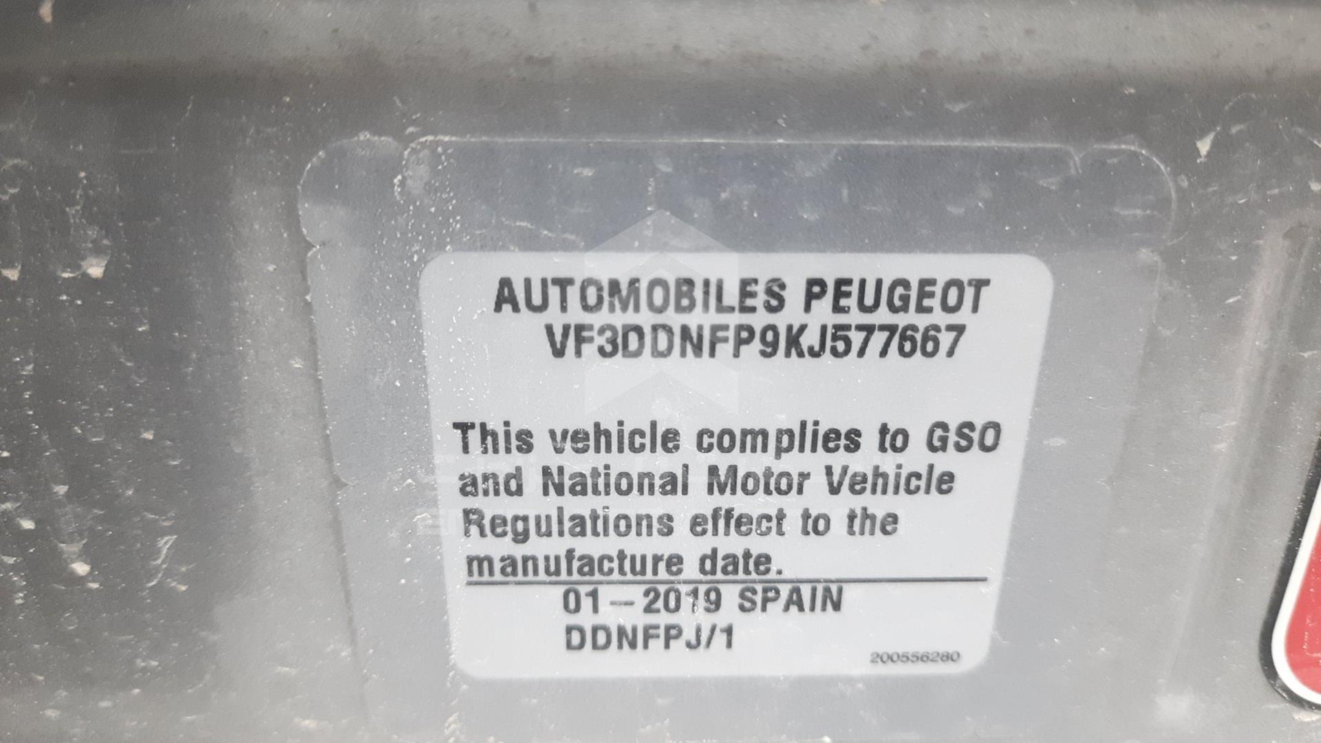 2019 PEUGEOT 301 VIN: VF3DDNFP9KJ577667