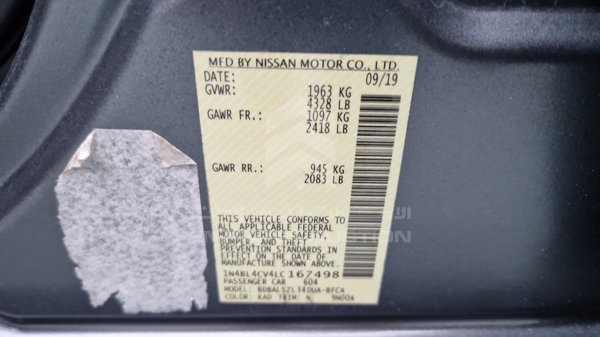 2020 NISSAN ALTIMA VIN: 1N4BL4CV4LC167498