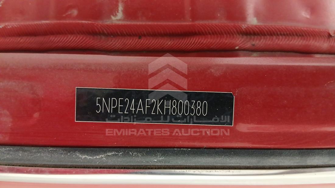 2019 Hyundai Sonata — VIN on Frame — Photo 5