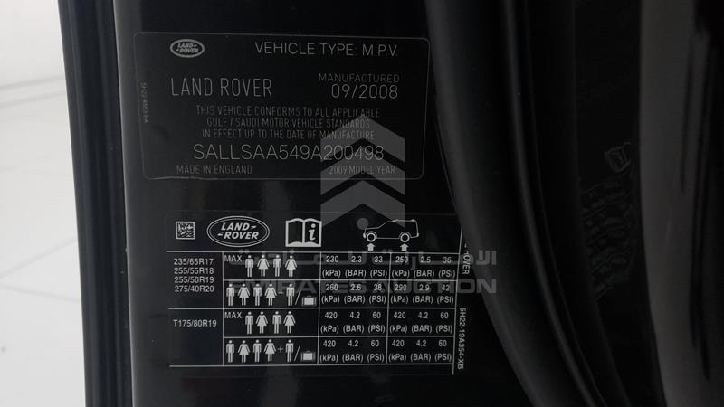 SALLSAA549A200498 Auction: EmiratesAuction Lot: 405788 SALLSAA549A200498 Range Rover Sport 2009 BLACK Photo 3