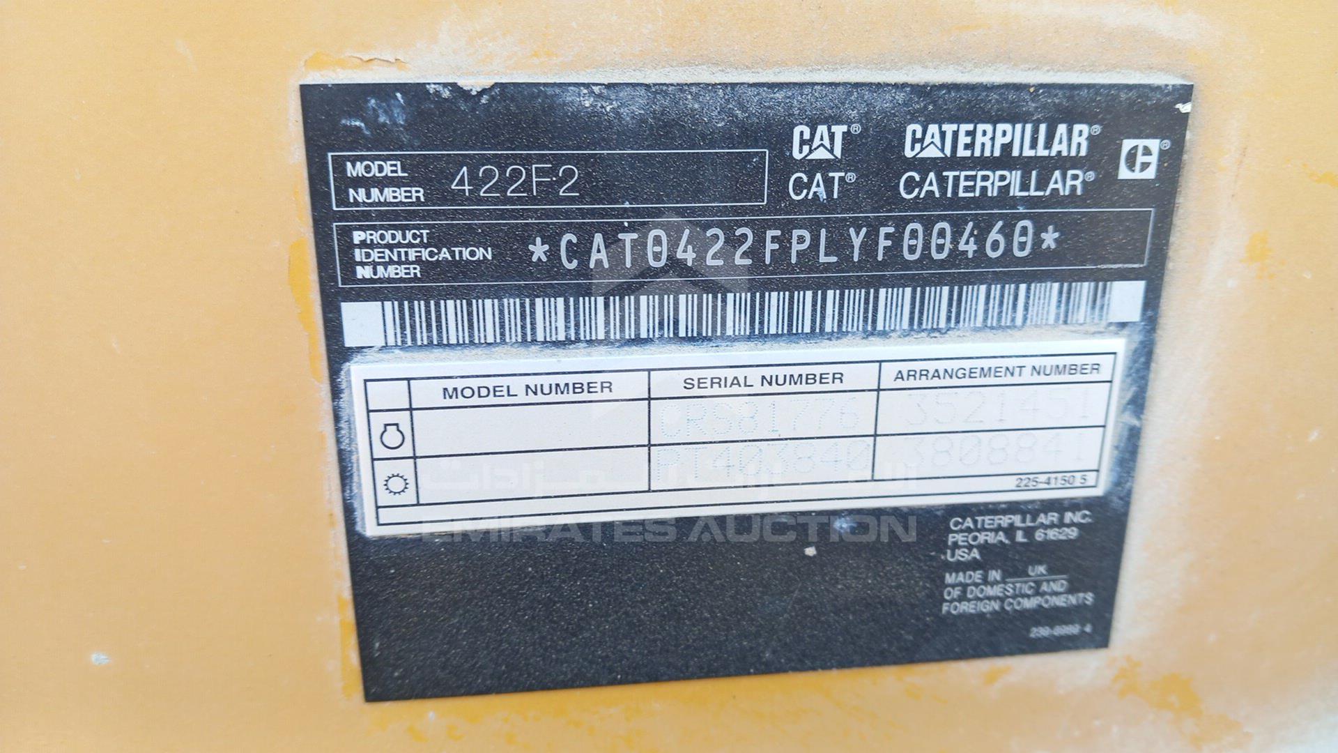 2016 CATERPILLAR 422F VIN: CAT0422FPLYF00460