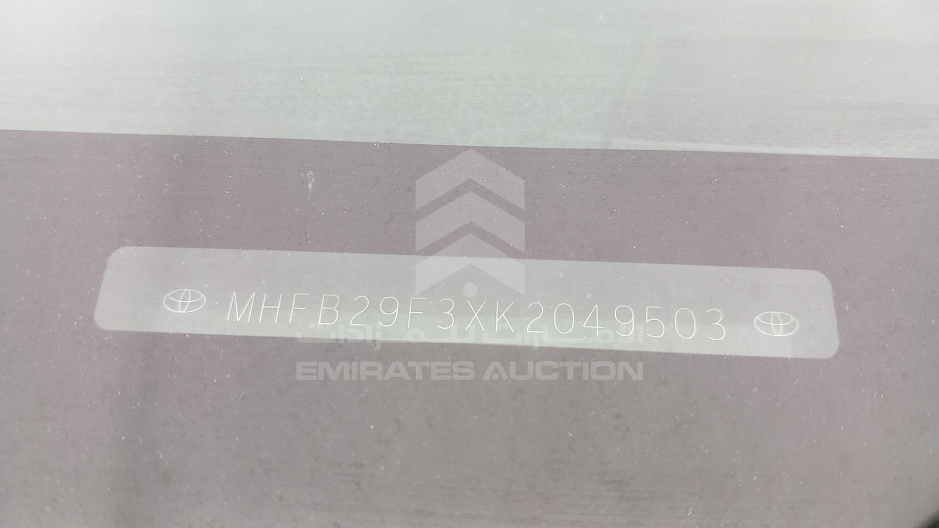 2019 TOYOTA YARIS VIN: MHFB29F3XK2049503