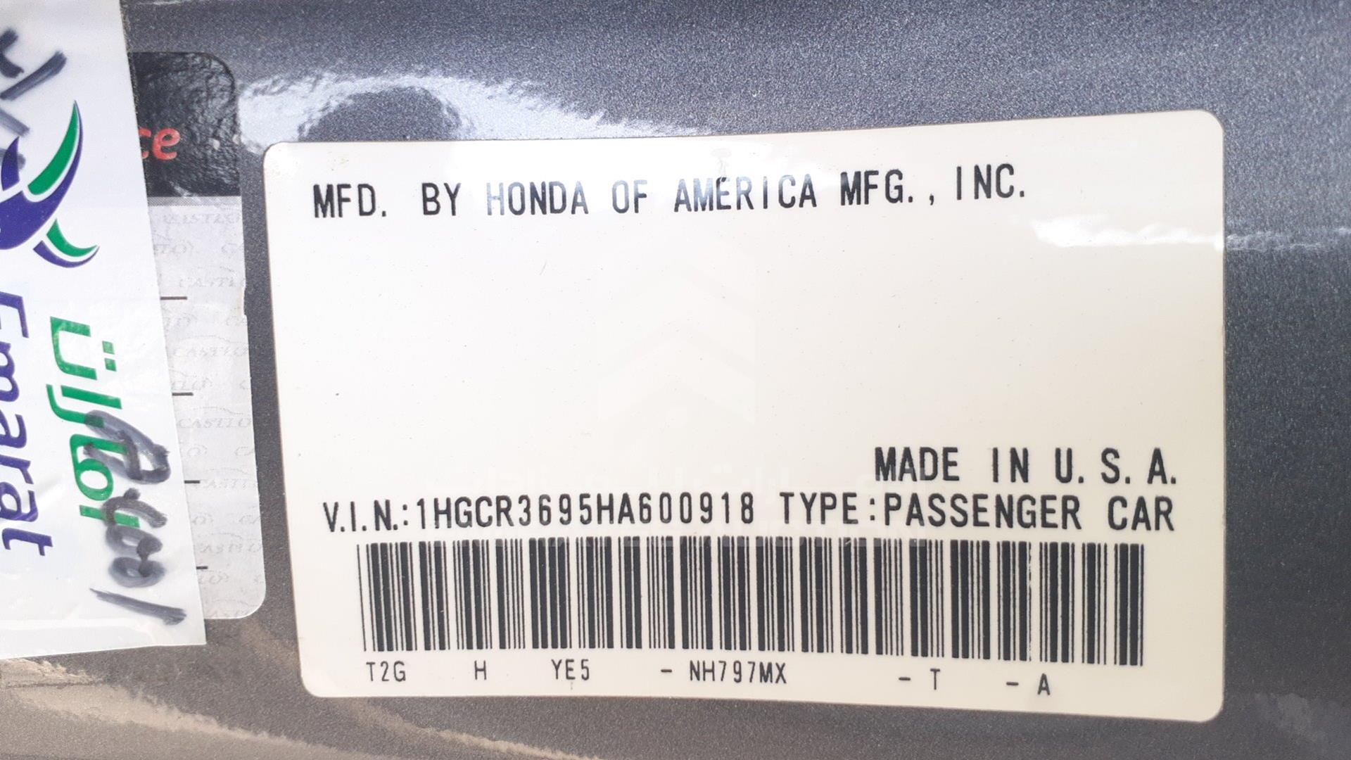 2017 HONDA ACCORD VIN: 1HGCR3695HA600918