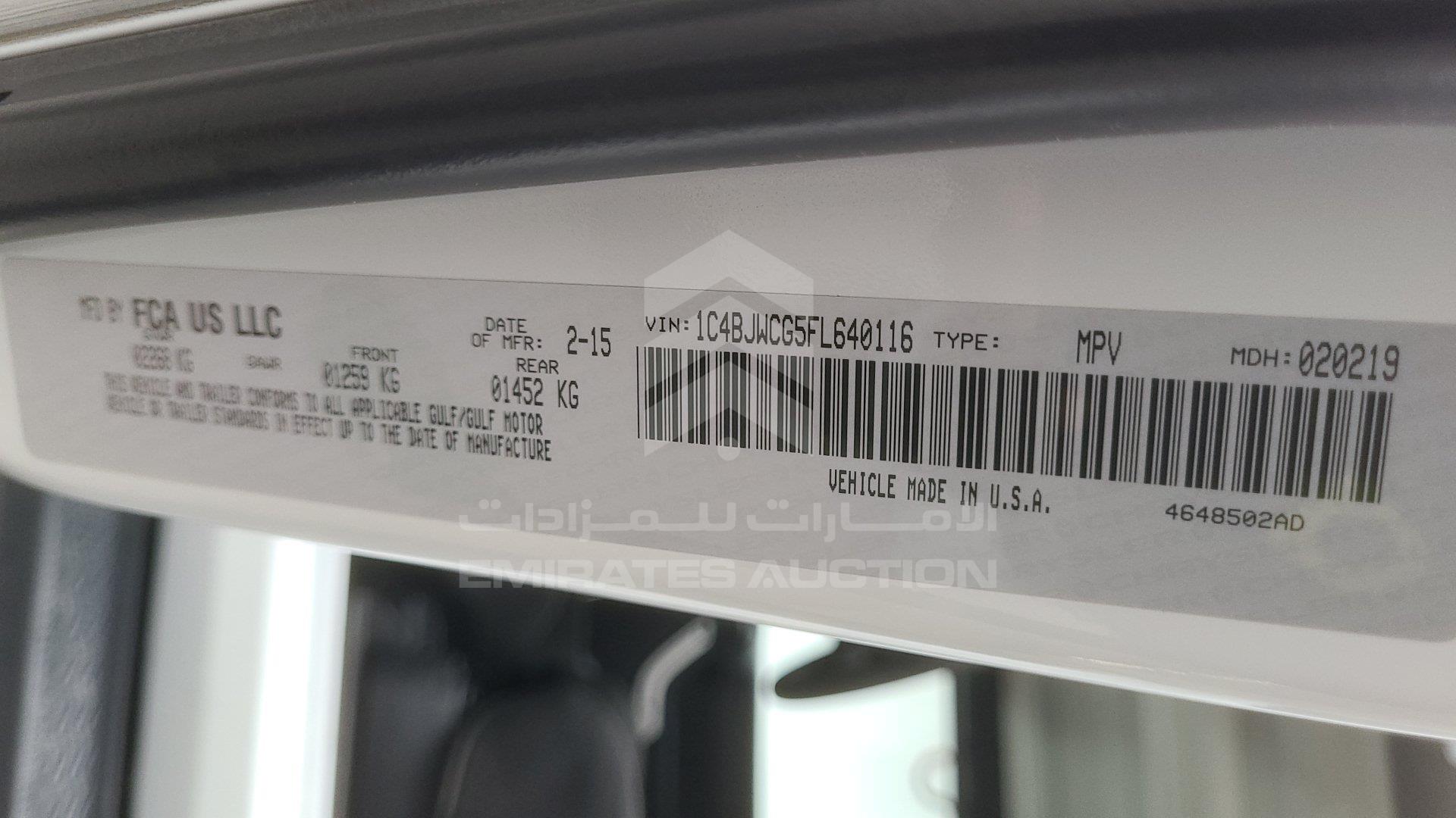 1C4BJWCG5FL640116 - 2015 Jeep Wrangler - #380541