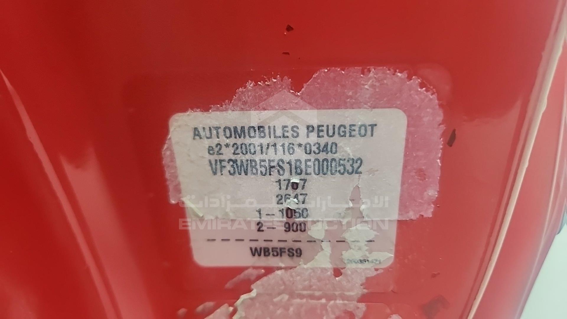2011 PEUGEOT 207 VIN: VF3WB5FS1BE000532