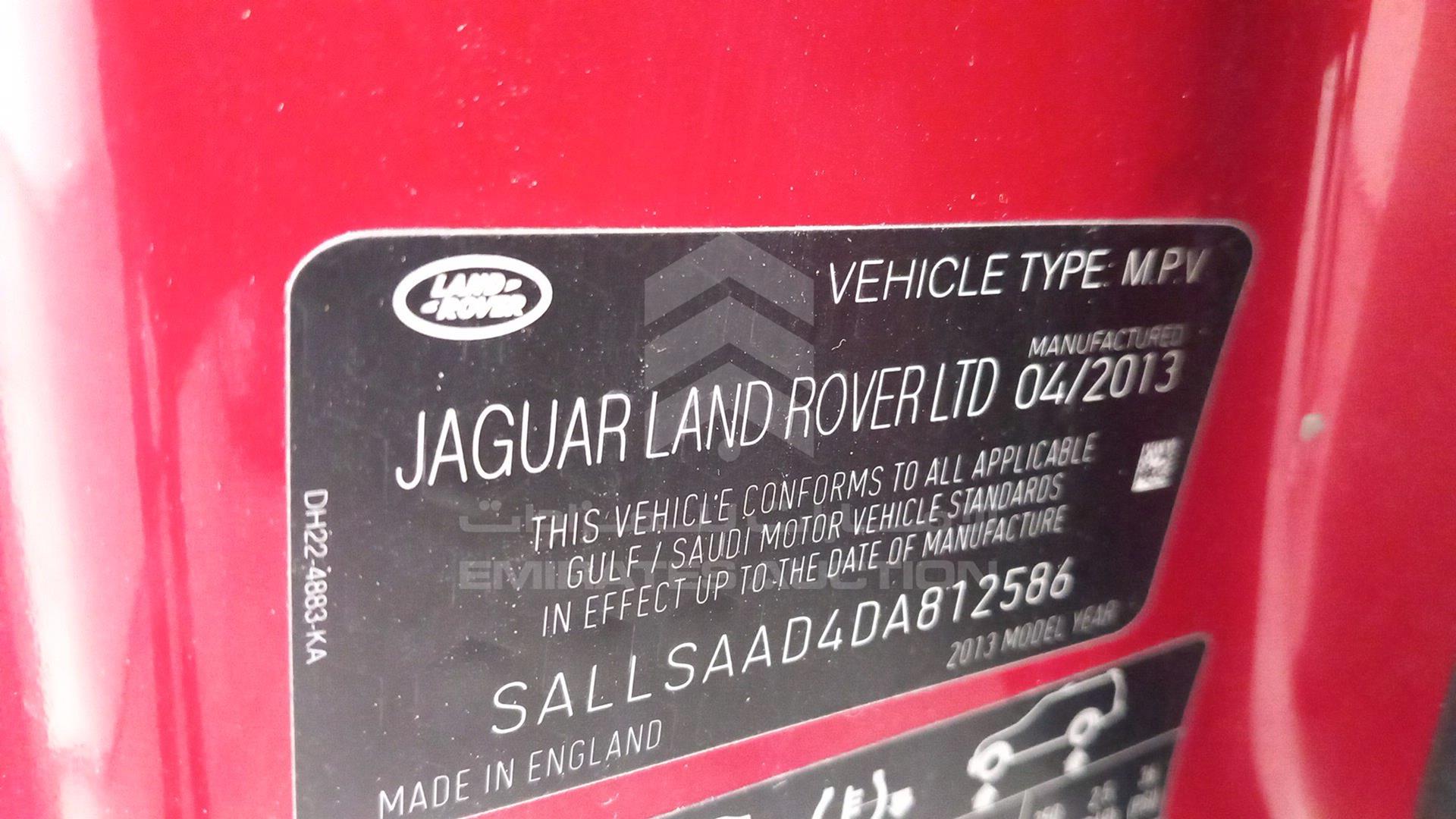 2013 RANGE ROVER SPORT VIN: SALLSAAD4DA812586