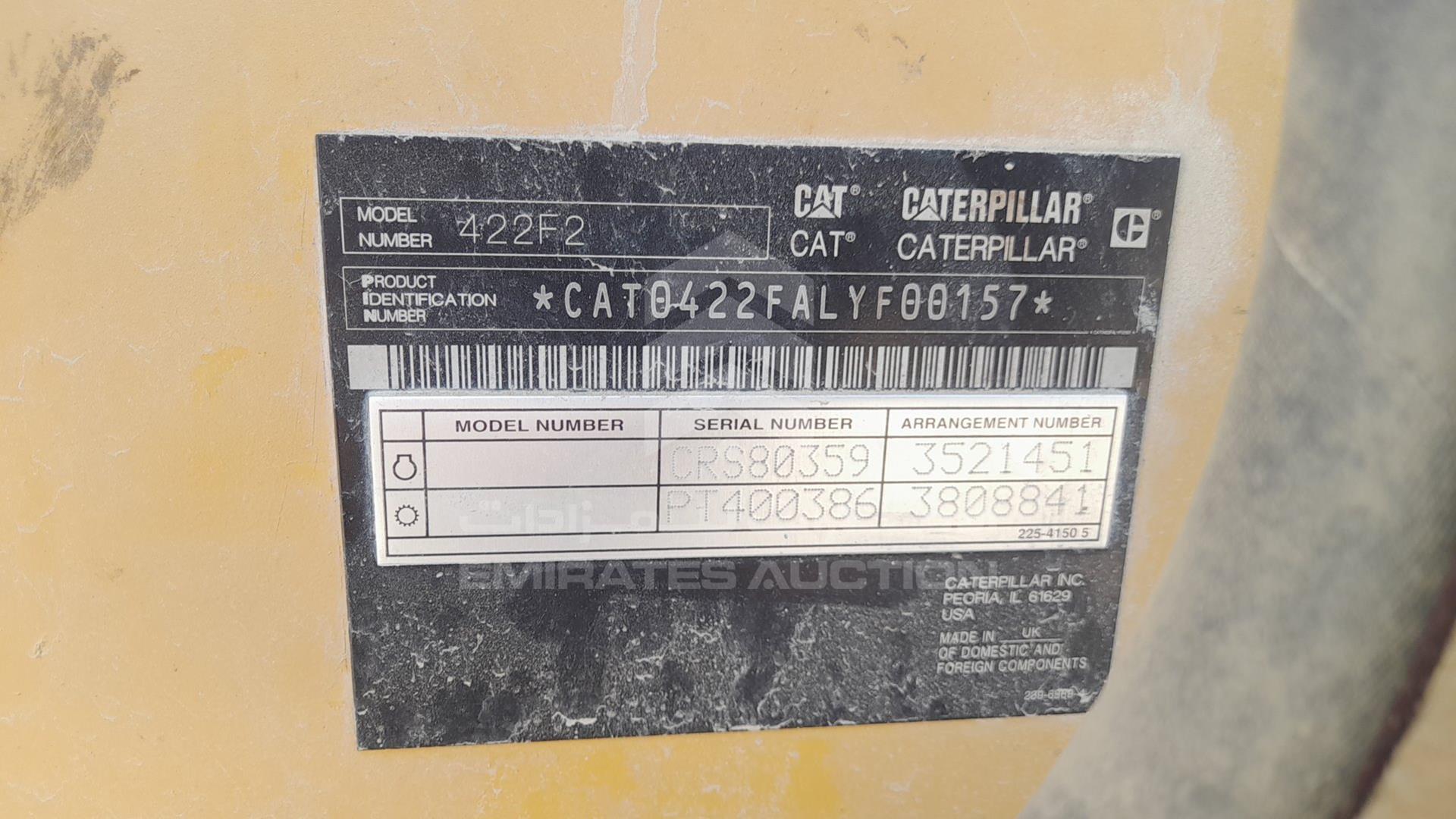 2015 CATERPILLAR 422F VIN: CAT0422FALYF00157