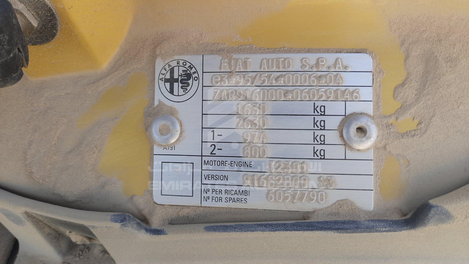 0 ALFA ROMEO SPIDER VIN: ZAR91600006059146