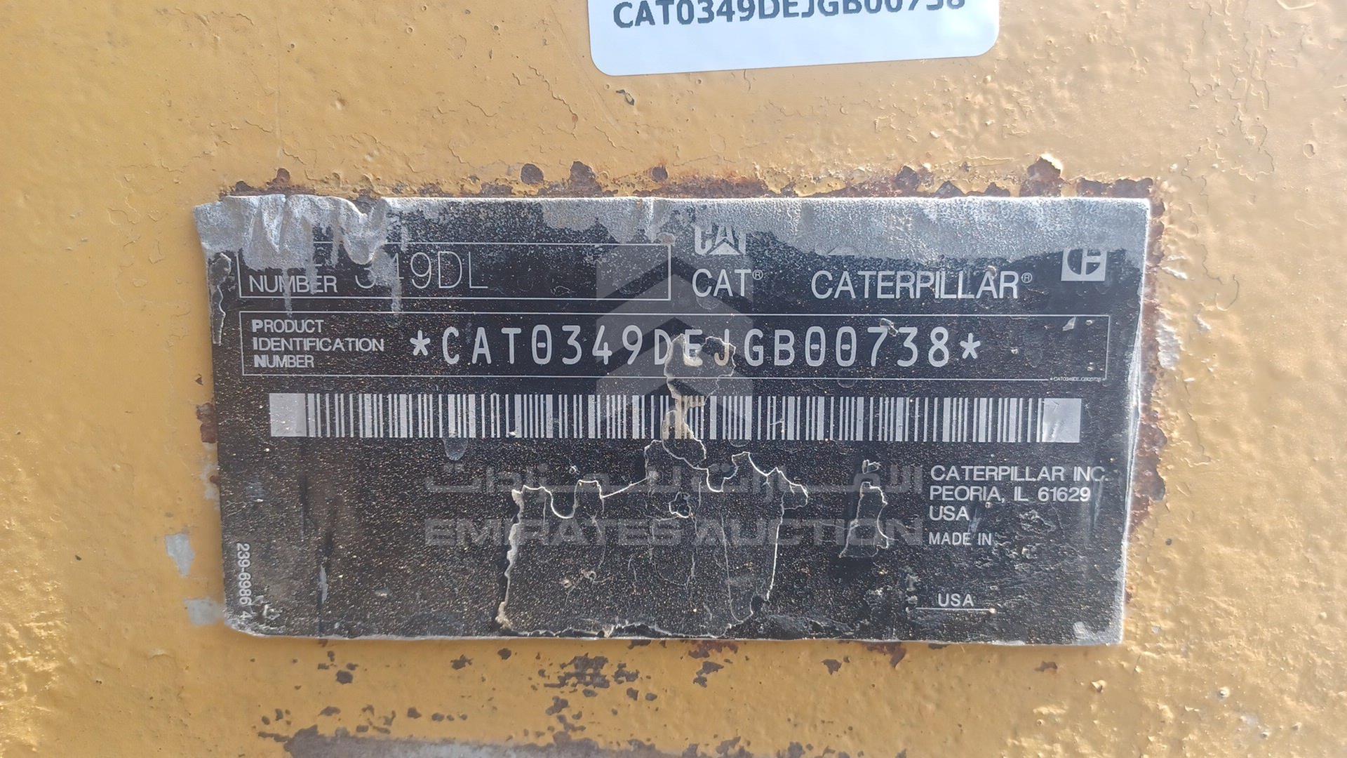 2013 CATERPILLAR 349 D VIN: CAT0349DEJGB00738