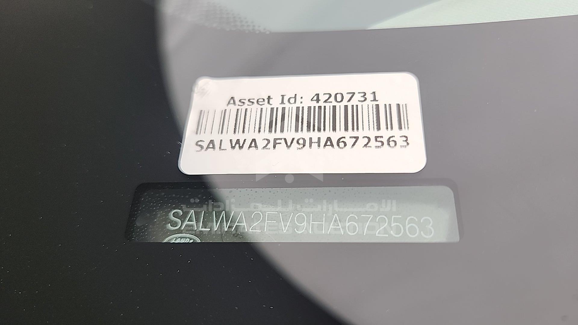 2017 RANGE ROVER SPORT VIN: SALWA2FV9HA672563