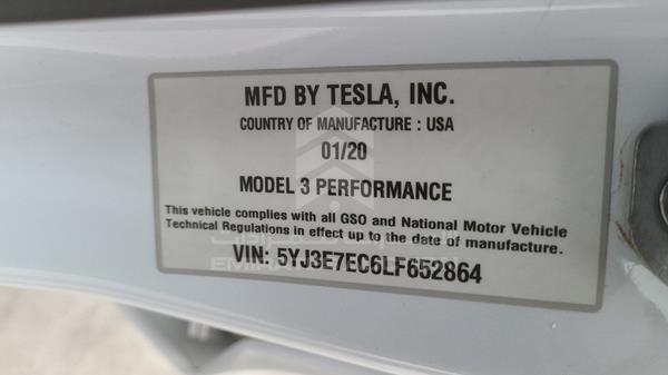 Tesla MODEL 3 2020 5YJ3E7EC6LF652864 Image 5