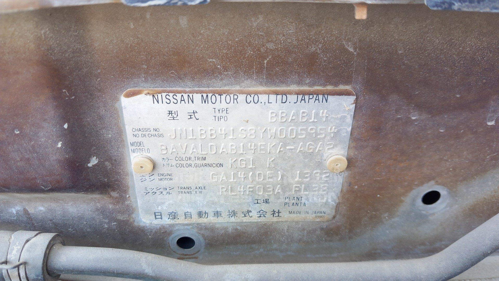 JN1BB41S8YW005954 - 2000 Nissan Sunny - #433022